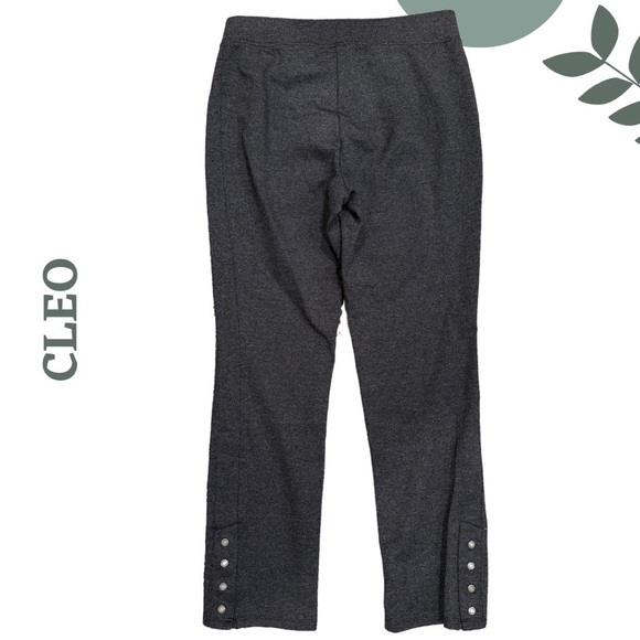 🛍️3/$40 CLEO Petite Charcoal Grey Pull On Ankle Pants Button Detail - Small Pet - Picture 3 of 5